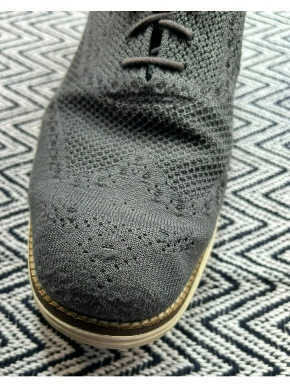 Cole Haan Mens Original Grand Wingtip Oxfords Gray Knit US 11 Lightweight Pre-Ow